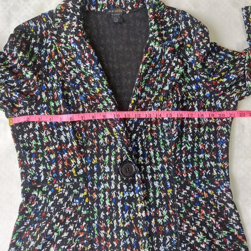 Eva Varro Women Multicolor Cardigan Size XL Long Line One Button 3/4 Sleeves - Picture 6 of 9